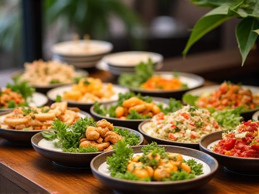 Healthy corporate catering setup with fresh ingredients for Singapore business events